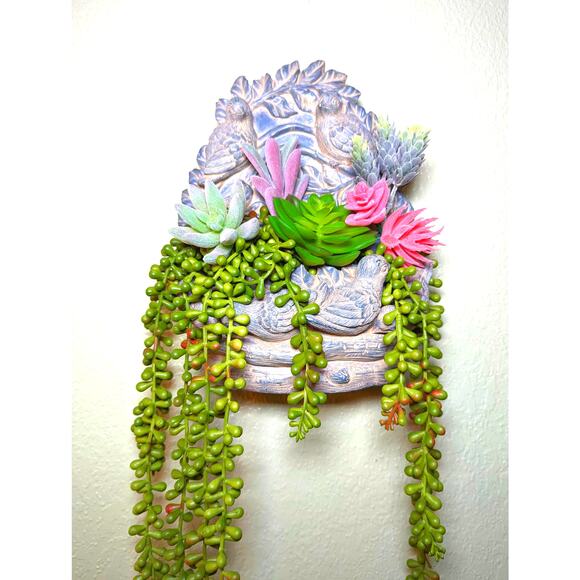 Charming Vintage Birds Wall Pocket Planter - Rustic Wall Vase Decor - Picture 4 of 6